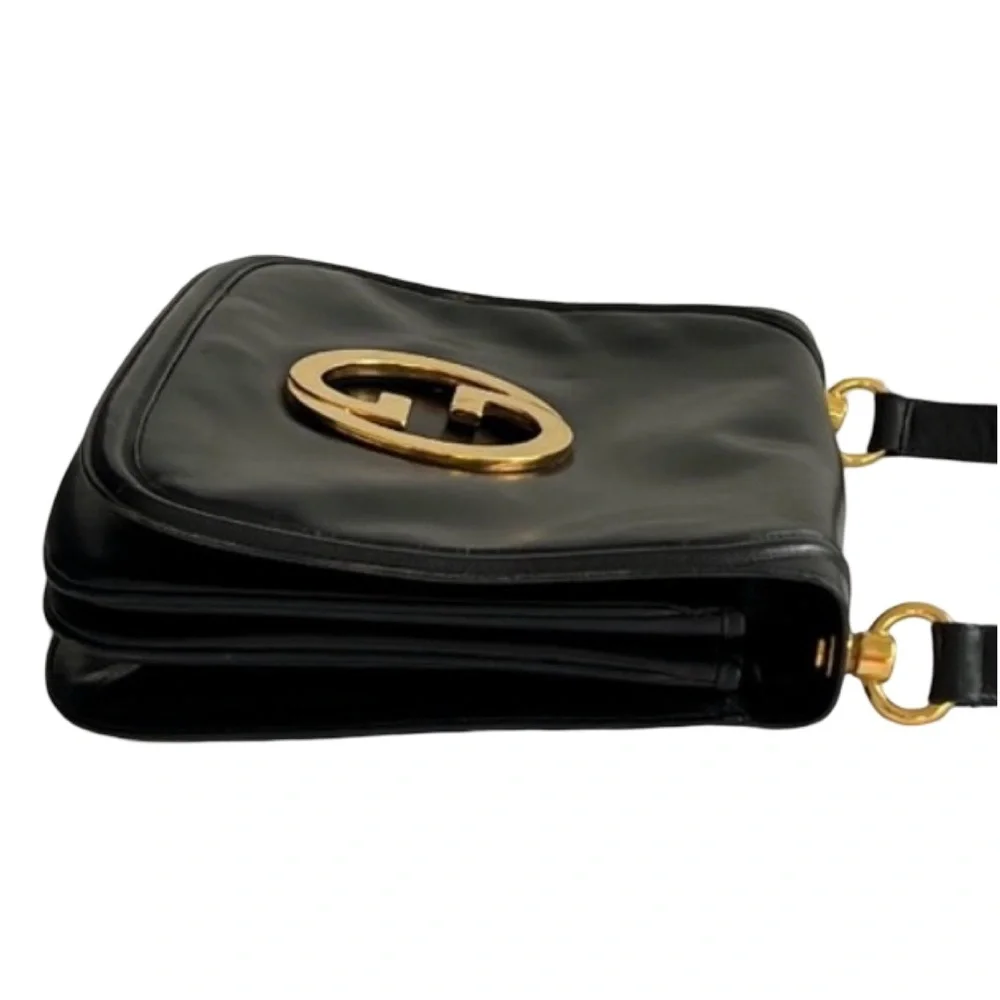 Vintage Gucci Blondie 1970s Black Leather Accordion Shoulder Bag Interlocking GG - Picture 14 of 16